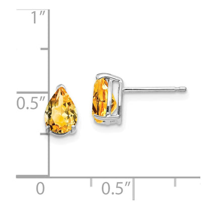14k White Gold 7x5mm Pear Citrine Earrings