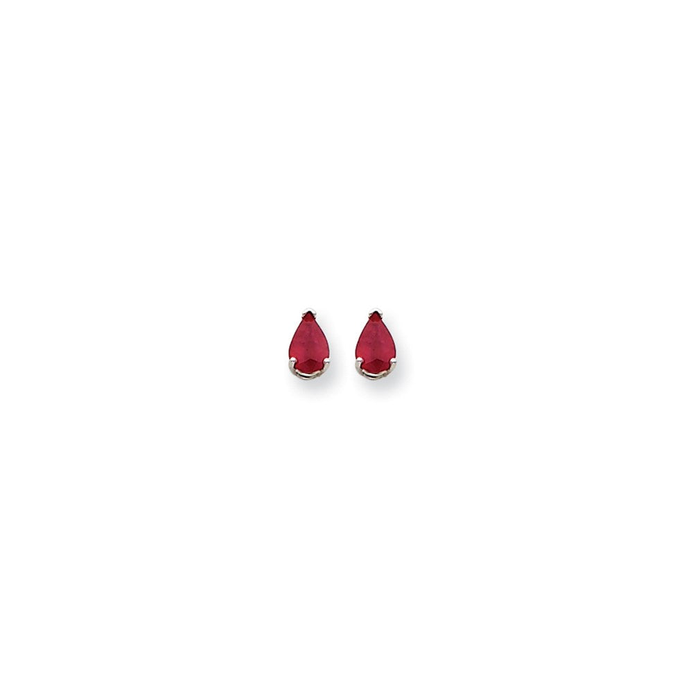 14k White Gold 7x5mm Pear Ruby Earrings