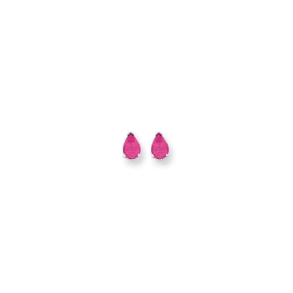 14k White Gold 7x5mm Pear Pink Sapphire Earrings