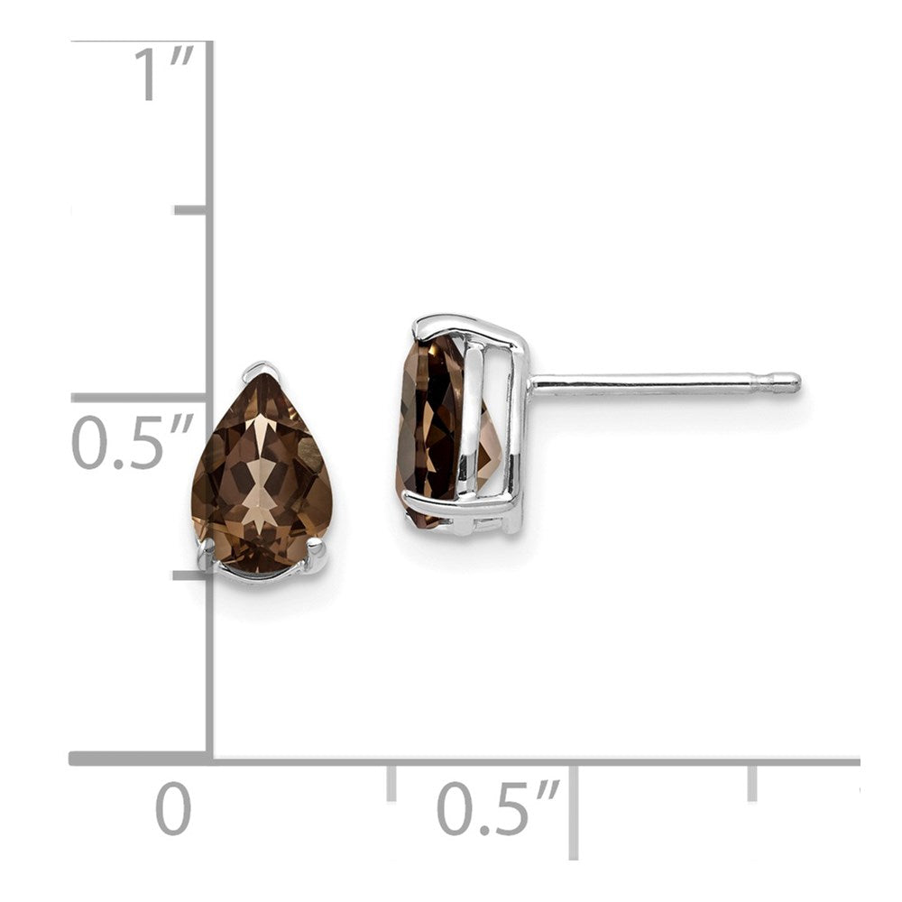 14k White Gold 7x5 Pear Smok Yellow Gold Quartz Earrings