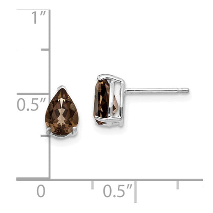 14k White Gold 7x5 Pear Smok Yellow Gold Quartz Earrings