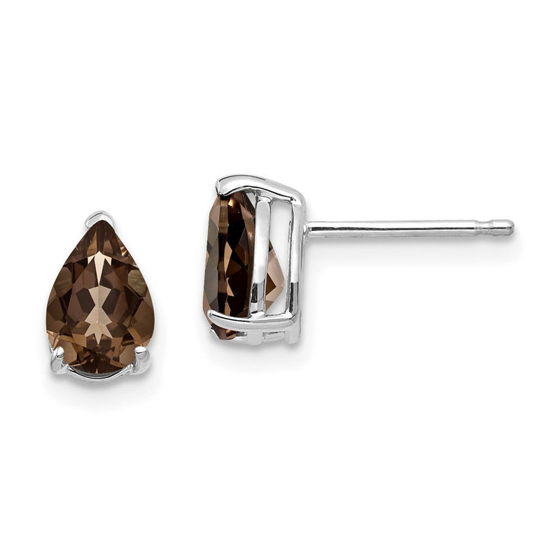 14k White Gold 7x5 Pear Smok Yellow Gold Quartz Earrings