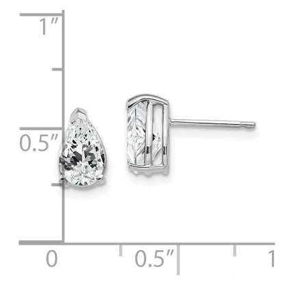 14k White Gold 8x5mm Pear Cubic Zirconia Earrings