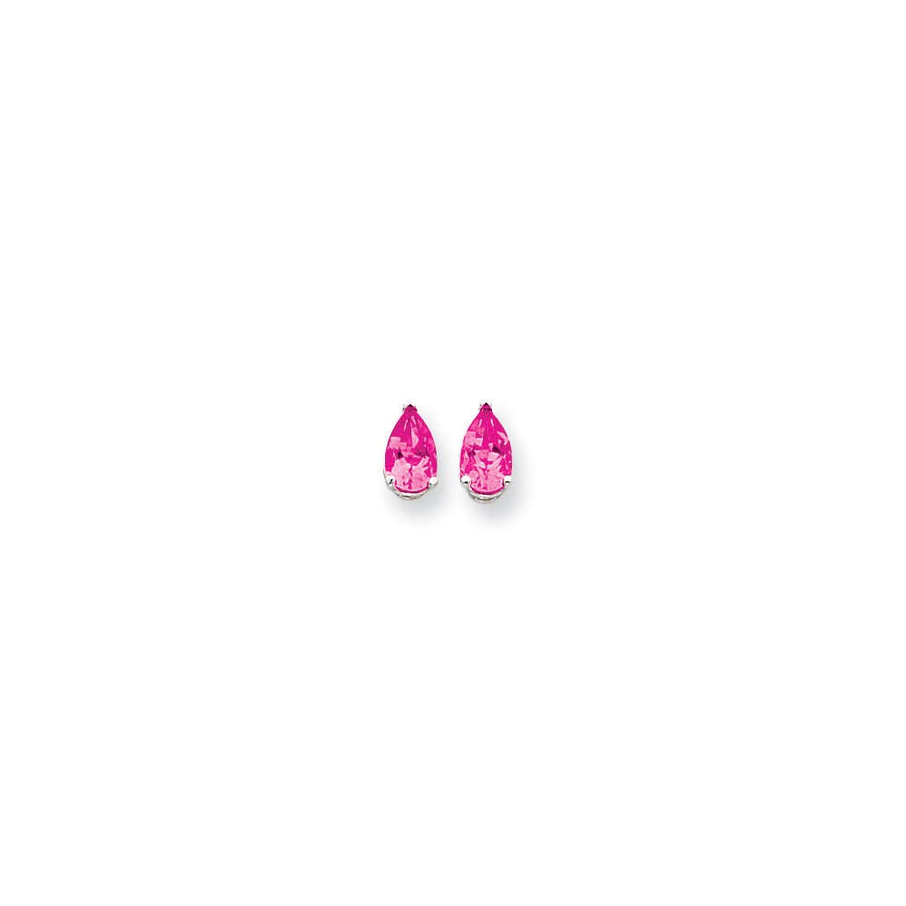 14k White Gold 8x5mm Pear Pink Tourmaline earring