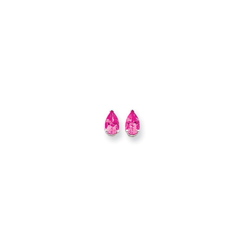14k White Gold 8x5mm Pear Pink Tourmaline earring