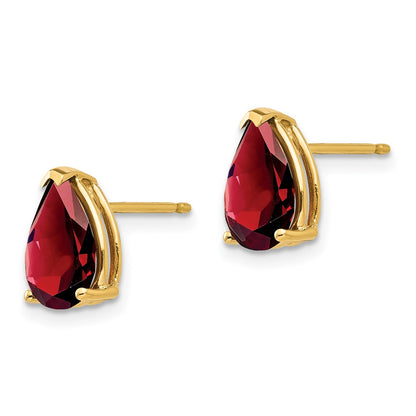 14k Yellow Gold 9x6mm Pear Garnet Earrings