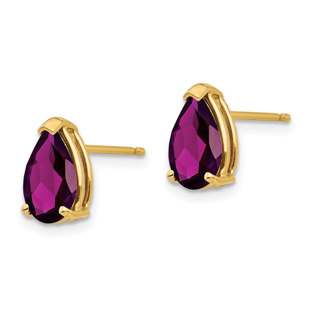 14k Yellow Gold 9x6mm Pear Rhodolite Garnet earring