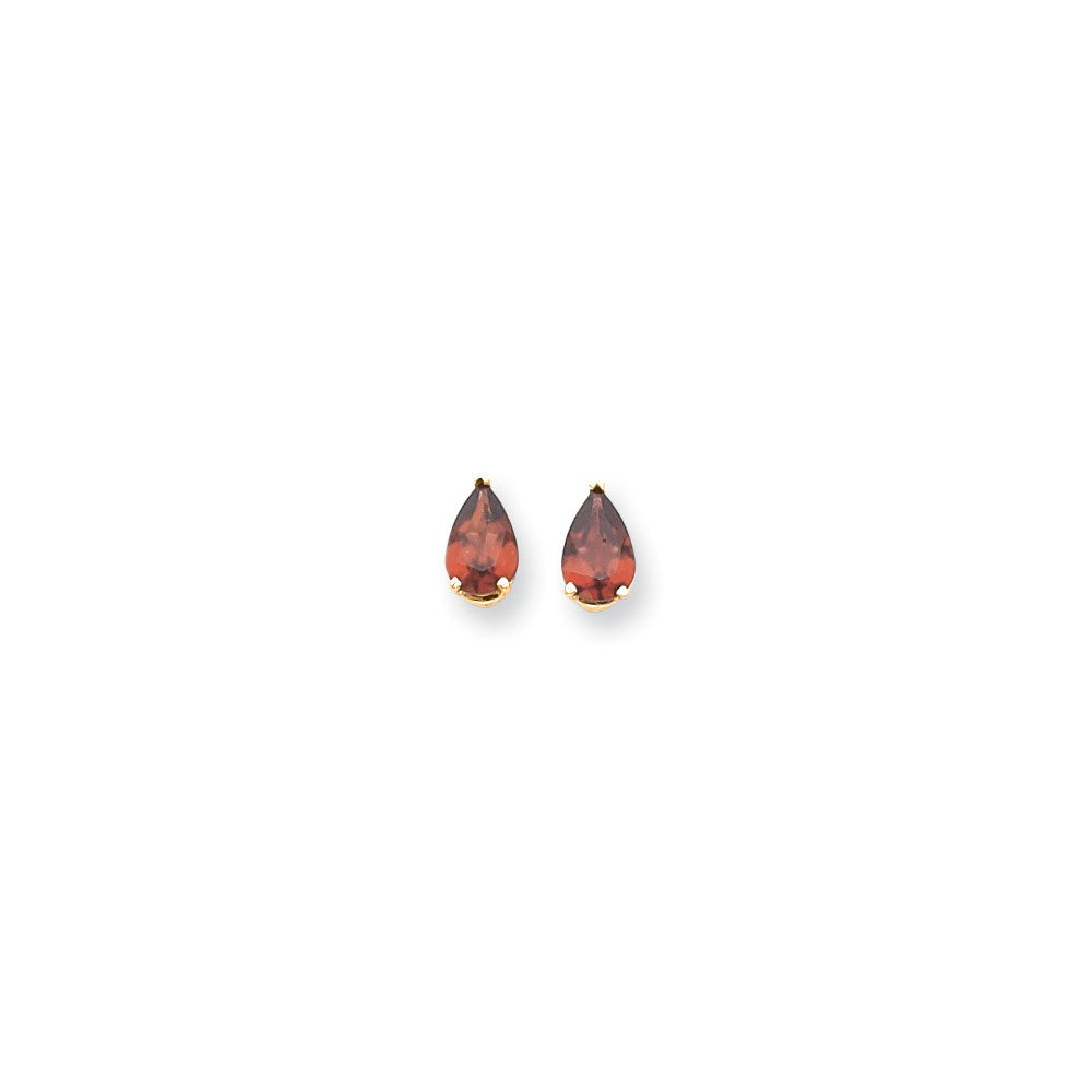 14k Yellow Gold 9x6mm Pear Rhodolite Garnet earring