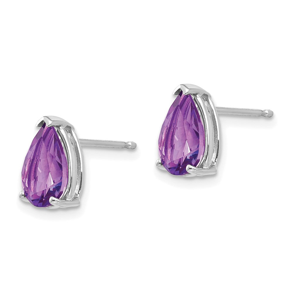 14k Yellow Gold Amethyst Pear Stud Earrings