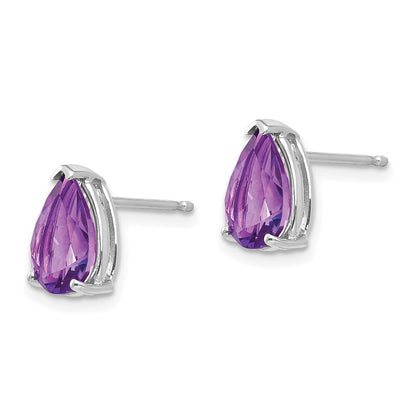 14k Yellow Gold Amethyst Pear Stud Earrings