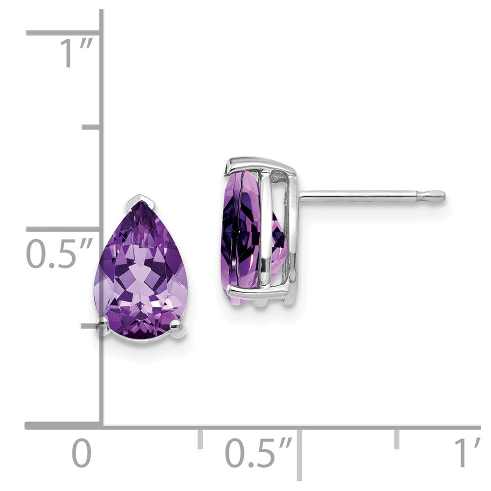 14k Yellow Gold Amethyst Pear Stud Earrings