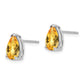 14k White Gold 9x6mm Pear Citrine Checker Earrings