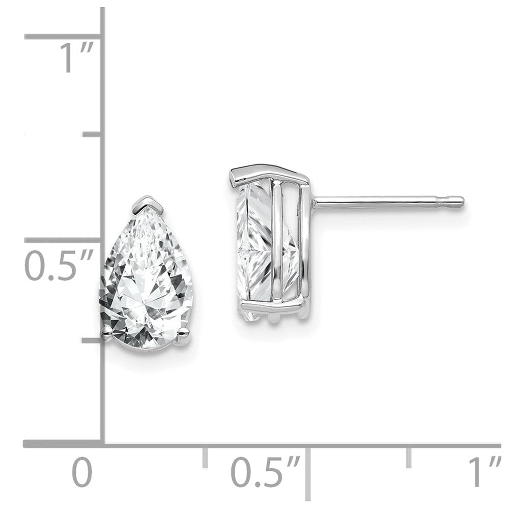 14k White Gold 9x6mm Pear Cubic Zirconia Earrings