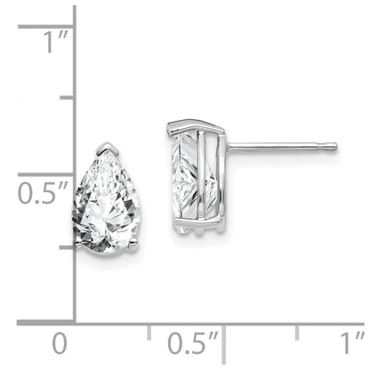 14k White Gold 9x6mm Pear Cubic Zirconia Earrings