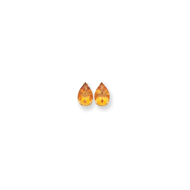 14k Yellow Gold 10x7mm Pear Citrine Earrings