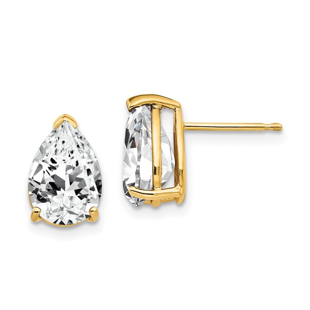 14k Yellow Gold 10x7mm Pear Cubic Zirconia Earrings