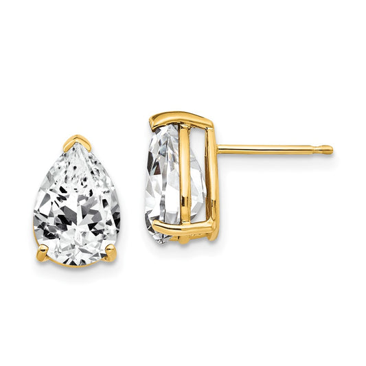 14k Yellow Gold 10x7mm Pear Cubic Zirconia Earrings