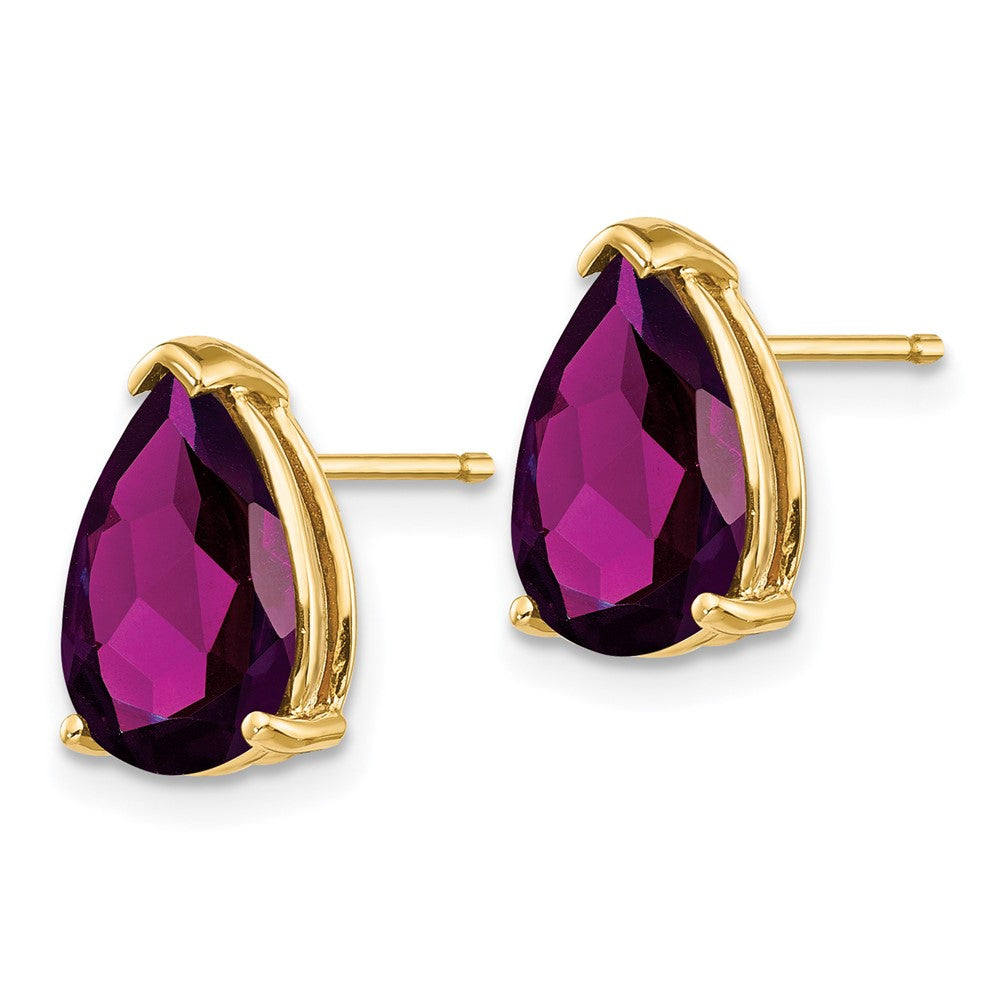 14k Yellow Gold 10x7mm Pear Rhodolite Garnet earring