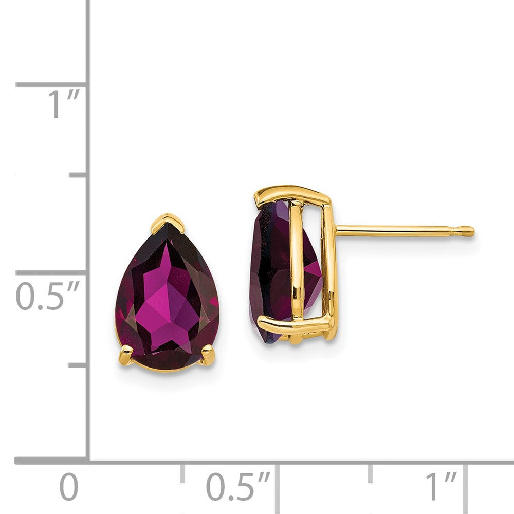 14k Yellow Gold 10x7mm Pear Rhodolite Garnet earring