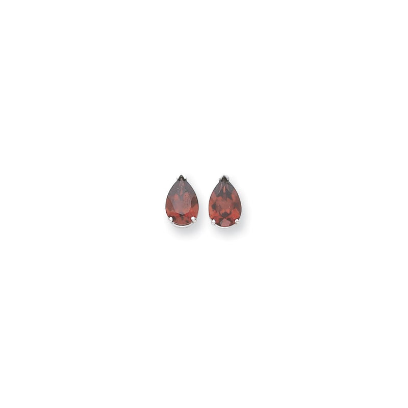 14k White Gold 10x7mm Pear Rhodolite Garnet earring