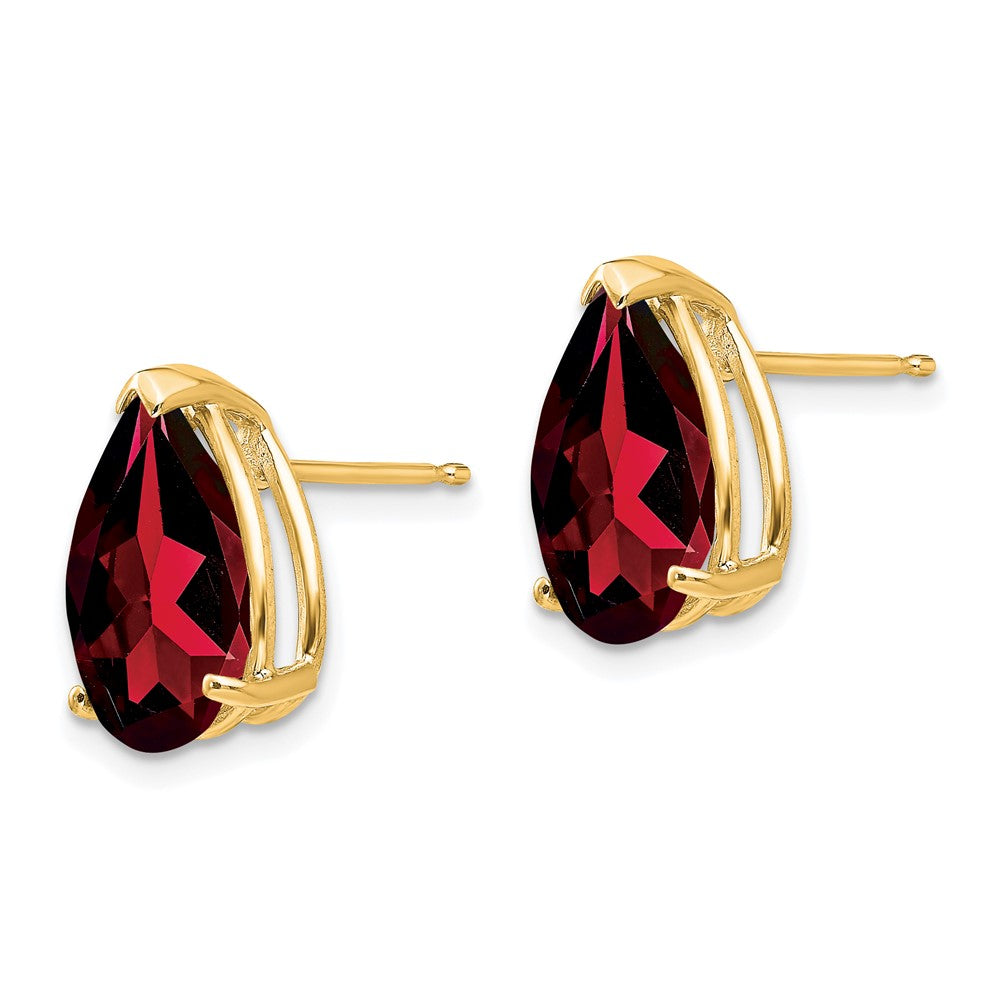 14k Yellow Gold Garnet Pear Stud Earrings