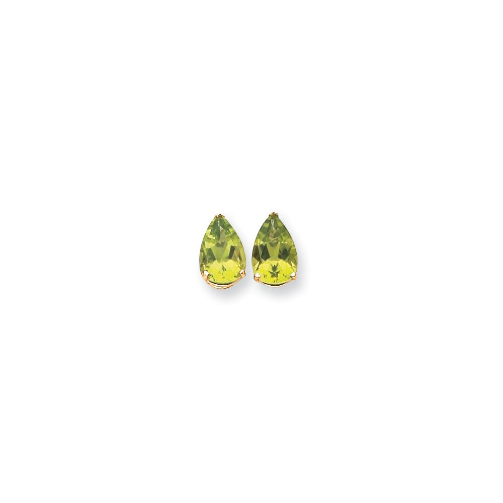 14k Yellow Gold 12x8mm Pear Peridot Earrings