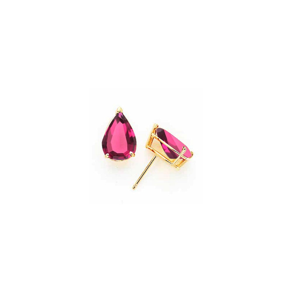 14k Yellow Gold 12x8mm Pear Rhodolite Garnet earring