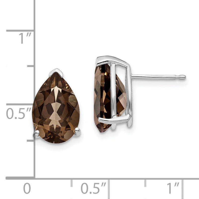 14k White Gold 12x8 Pear Smok Yellow Gold Quartz Earrings