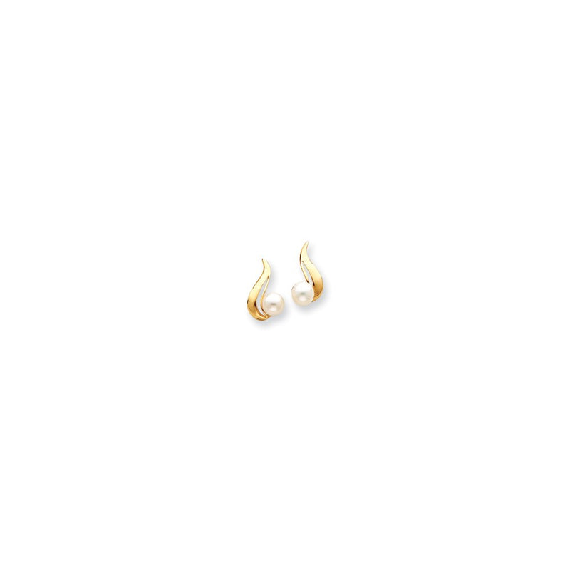 14k Yellow Gold 5.5mm FW Cultured Pearl Earrings