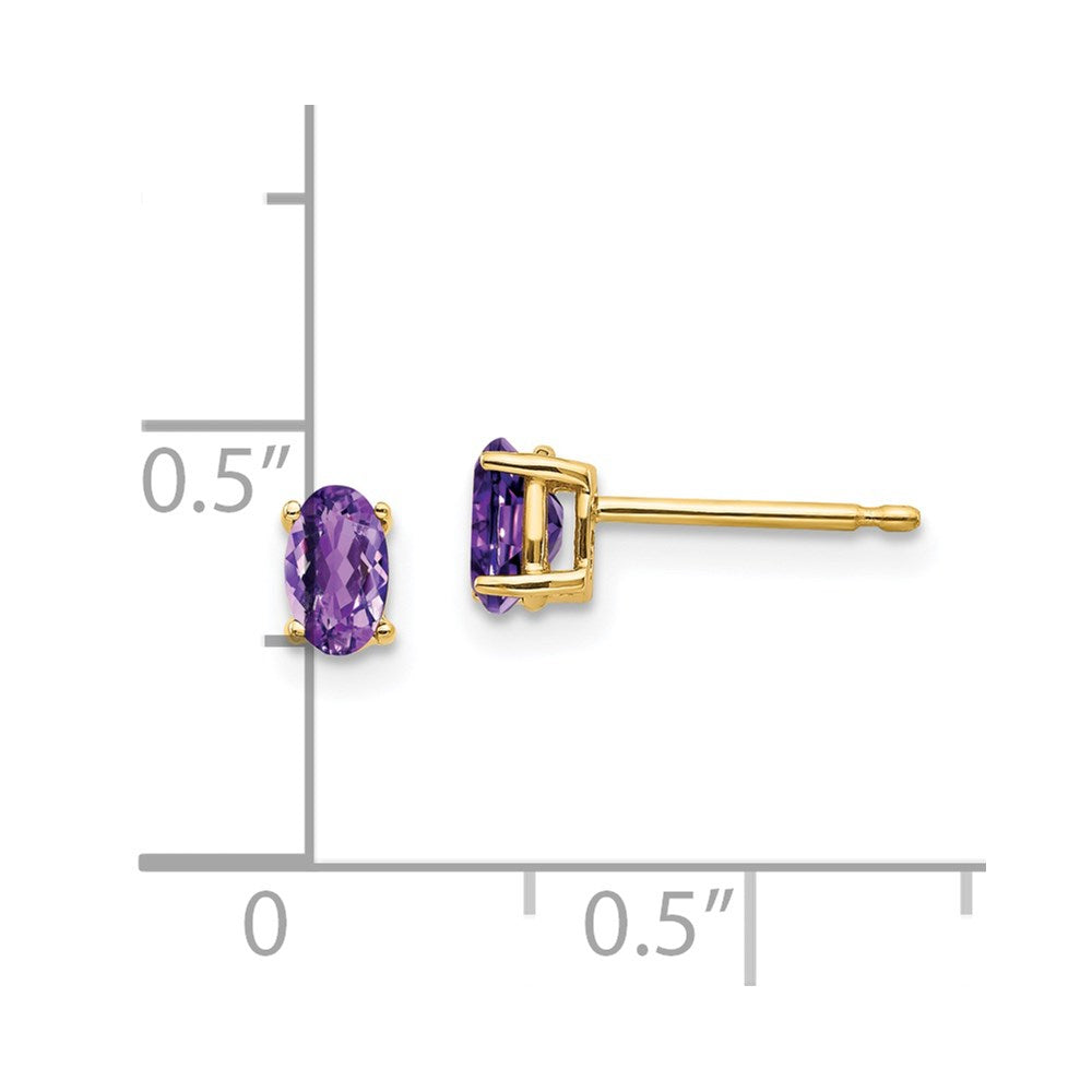 14k Yellow Gold 5x3mm Oval Amethyst Earrings