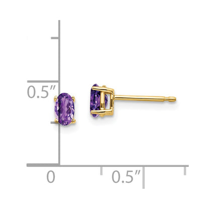 14k Yellow Gold 5x3mm Oval Amethyst Earrings