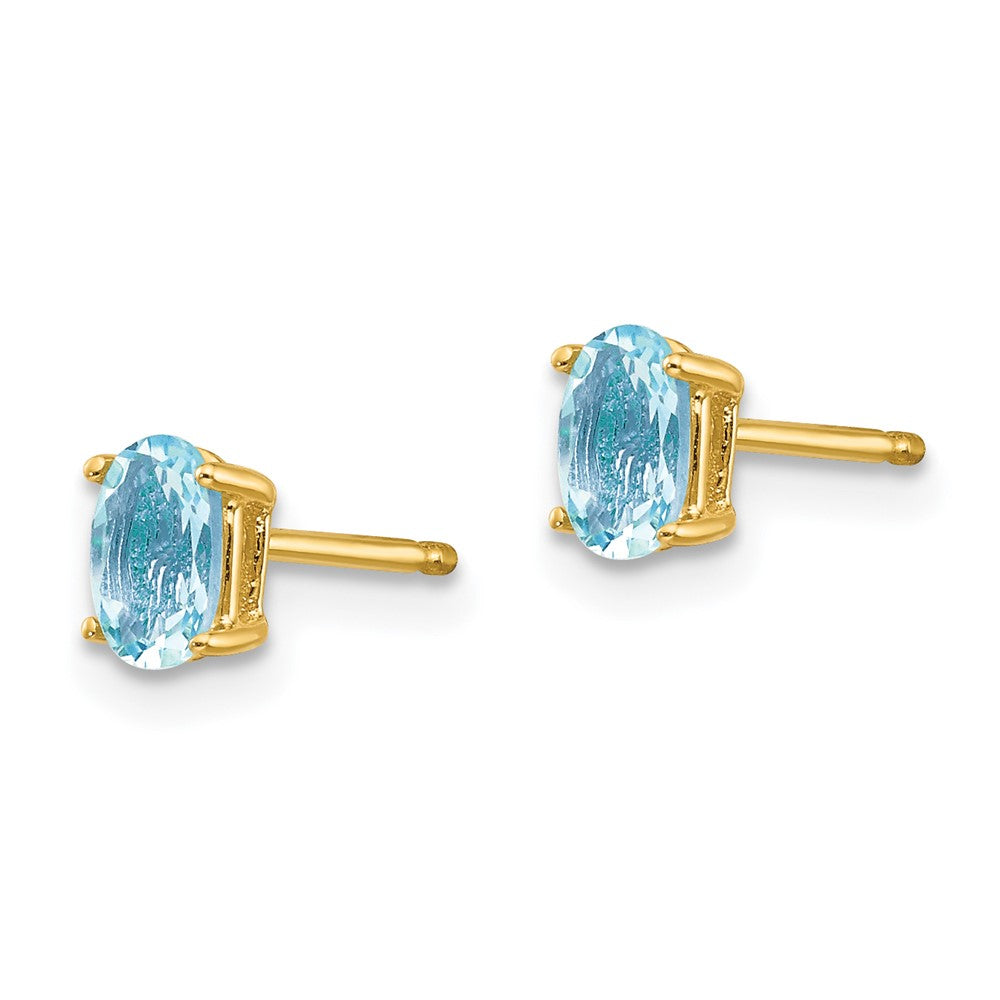 14k Yellow Gold Aquamarine Post Earrings