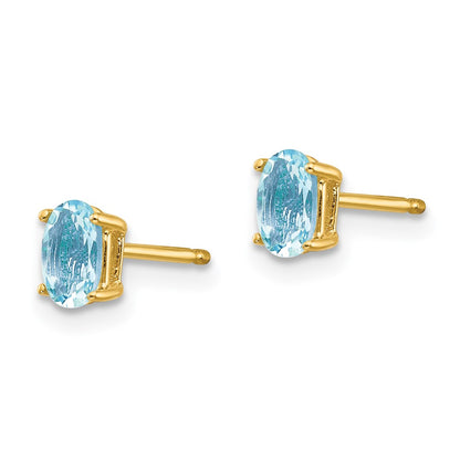 14k Yellow Gold Aquamarine Post Earrings