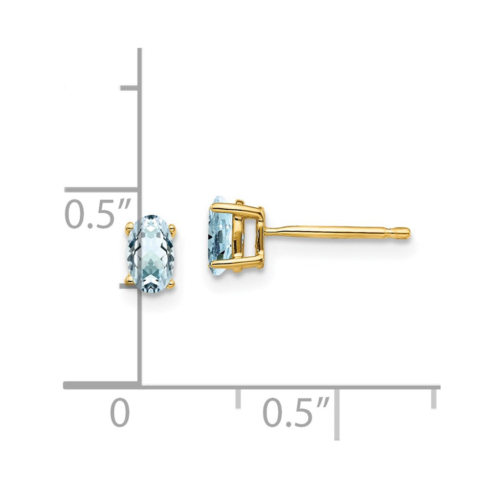 14k Yellow Gold Aquamarine Post Earrings