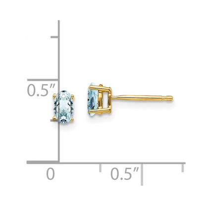 14k Yellow Gold Aquamarine Post Earrings