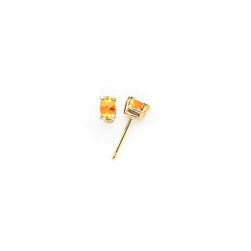 14k Yellow Gold 5x3mm Oval Citrine Earrings