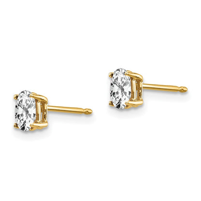 14k Yellow Gold 5x3mm Oval Cubic Zirconia Earrings