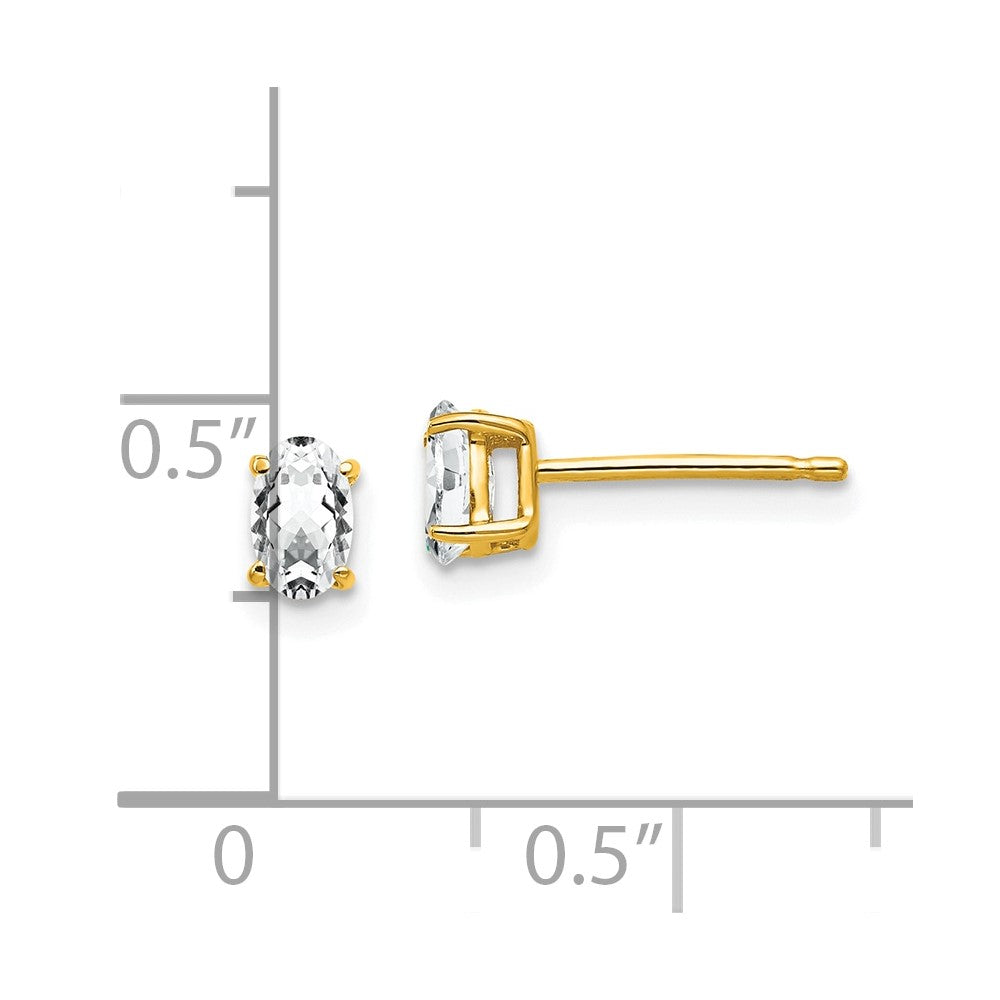 14k Yellow Gold 5x3mm Oval Cubic Zirconia Earrings