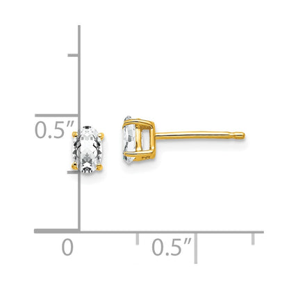 14k Yellow Gold 5x3mm Oval Cubic Zirconia Earrings