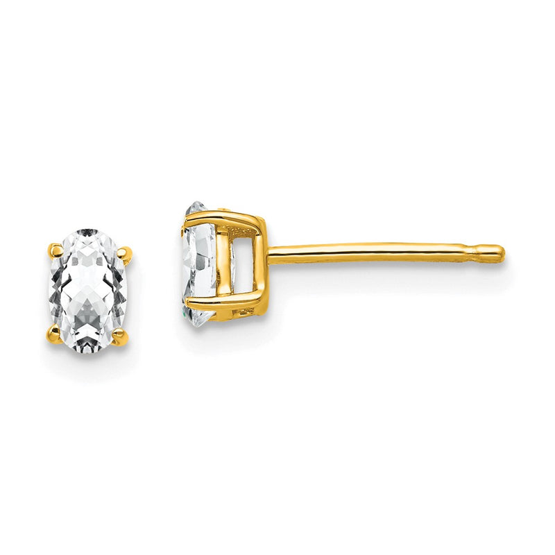 14k Yellow Gold 5x3mm Oval Cubic Zirconia Earrings