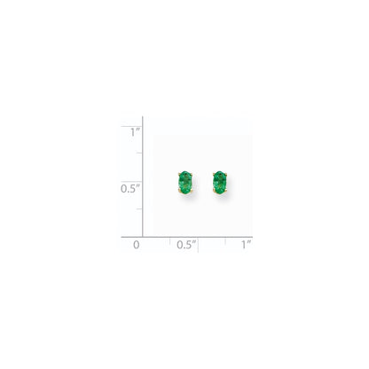 14k Yellow Gold 5x3mm Oval Emerald Earrings