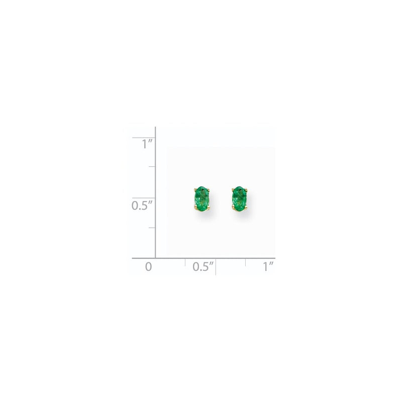 14k Yellow Gold 5x3mm Oval Emerald Earrings