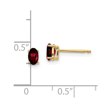 14k Yellow Gold 5x3mm Oval Garnet Earrings