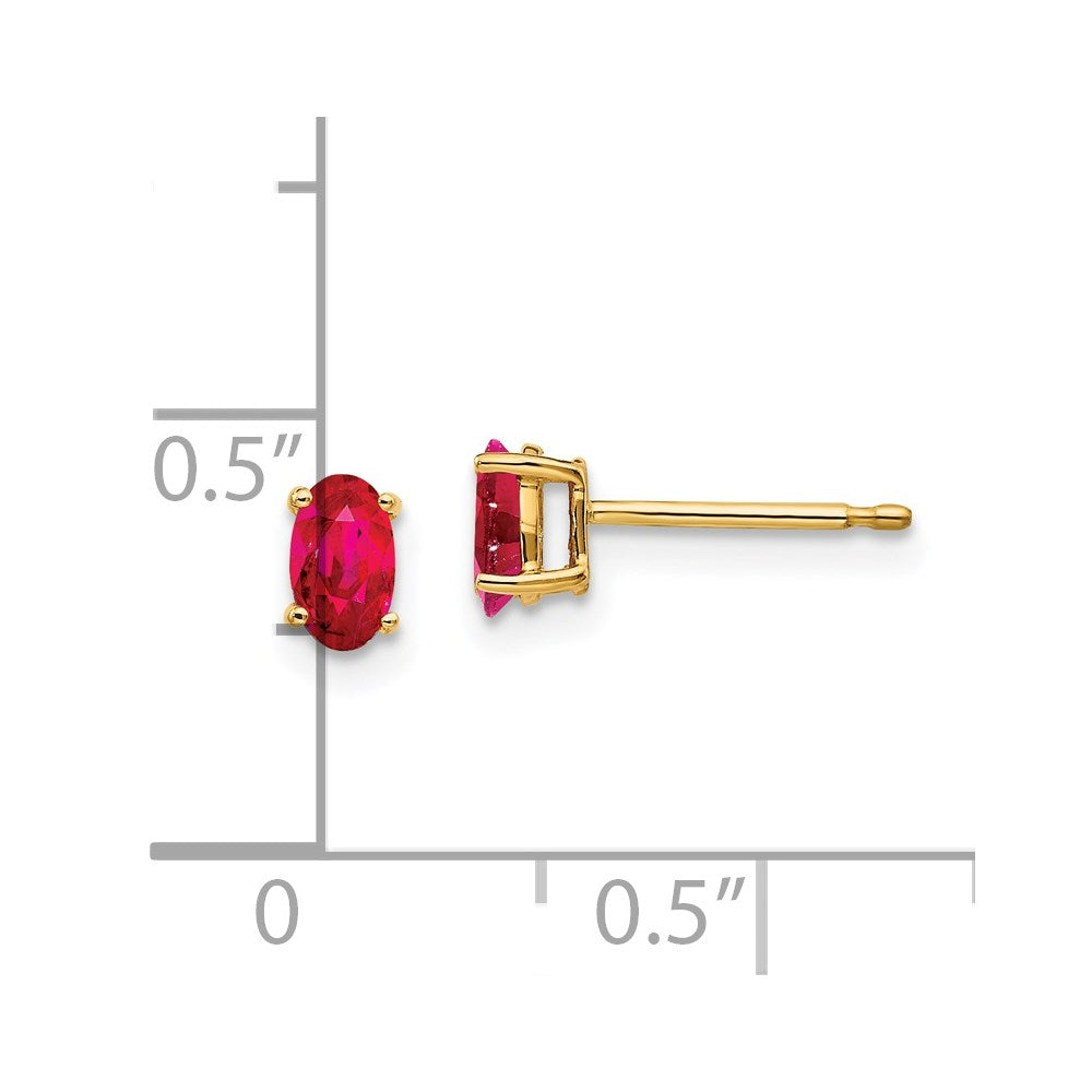 14k Yellow Gold Ruby Post Earrings