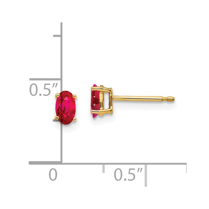 14k Yellow Gold Ruby Post Earrings