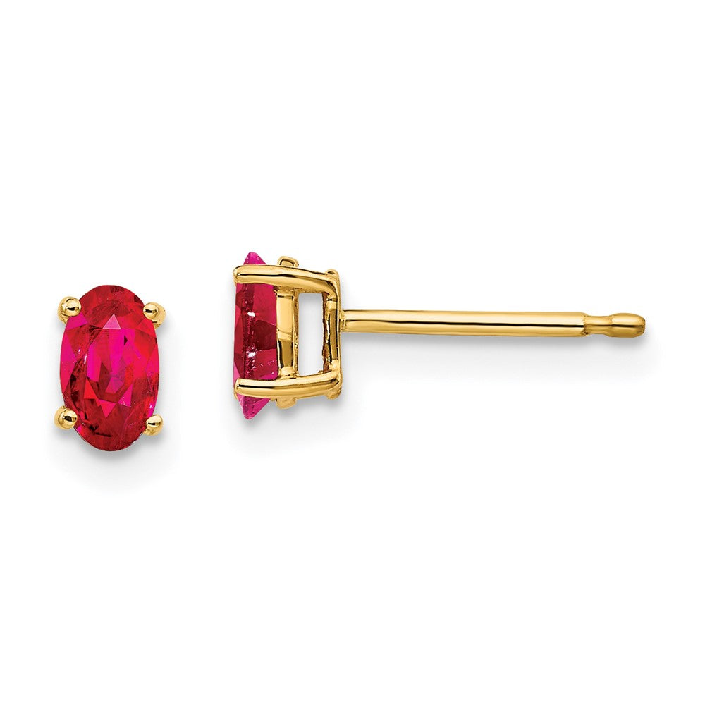 14k Yellow Gold Ruby Post Earrings