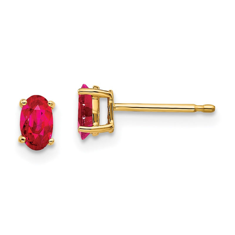 14k Yellow Gold Ruby Post Earrings