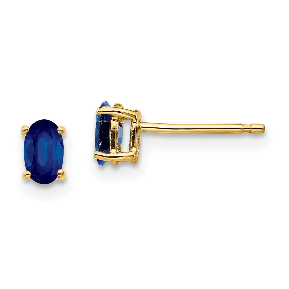 14k Yellow Gold Sapphire Post Earrings