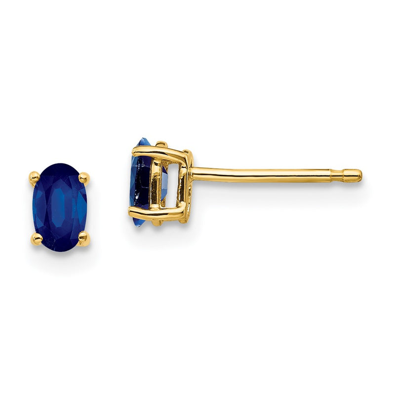 14k Yellow Gold Sapphire Post Earrings