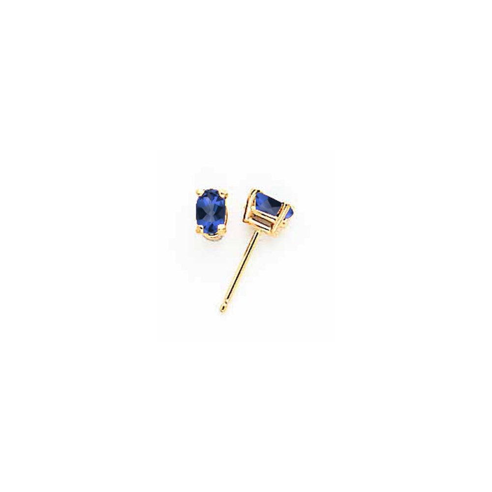 14k Yellow Gold 5x3mm Oval Sapphire Earrings